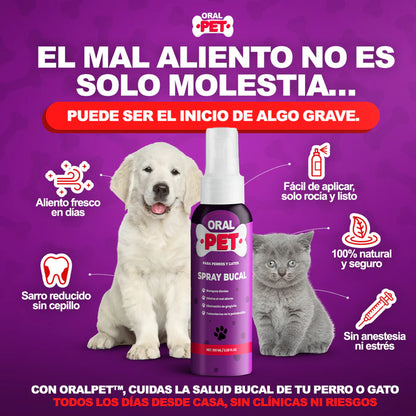 OralPet® Spray Oral Limpiador para Perros y Gatos - OFERTA 2X1
