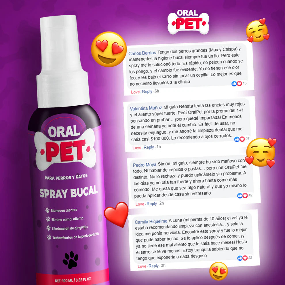 OralPet® Spray Oral Limpiador para Perros y Gatos - OFERTA 2X1